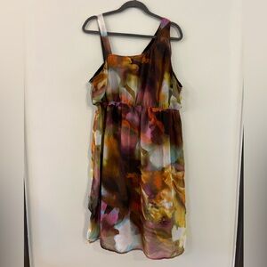Maurices Multicolor Abstract dark Watercolor Floral Sz 2XL
